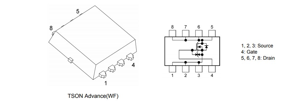 Mechanical Drawing - Toshiba XPN12006NC Automotive U-MOSVIII-H MOSFETs